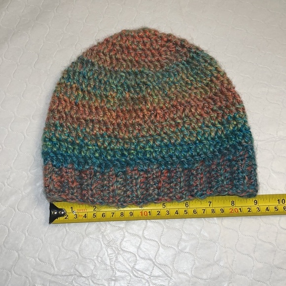 Handmade crochet rainbow acrylic & alpaca beanie main image 5